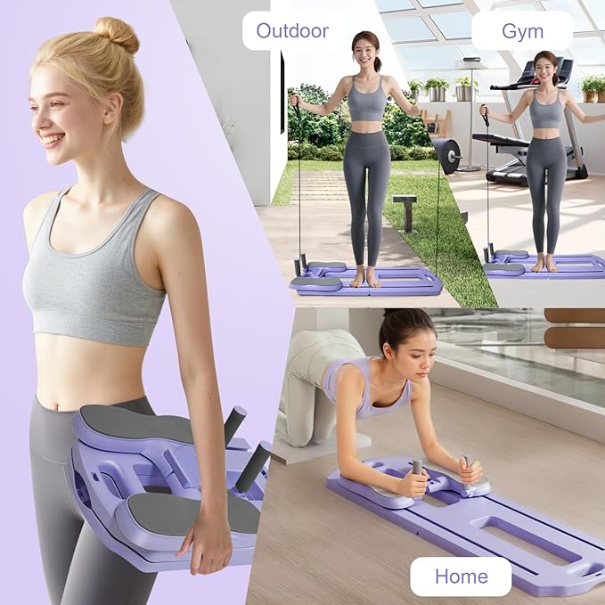 Pilates Board, Pilates Reformer Set, Portable Ab Core Trainer, Multifunctional Abdominal Board, Portable pilate Reformer, Foldable Pilates Reformer Board for Home