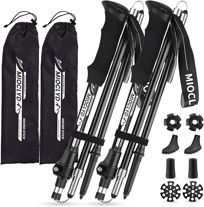 Collapsible Hiking Poles, 7075 Aluminum Trekking Poles, 2pc Lightweight Folding Adjustable for Men & Women, Walking Sticks for Hiking, Camping, Backpacking