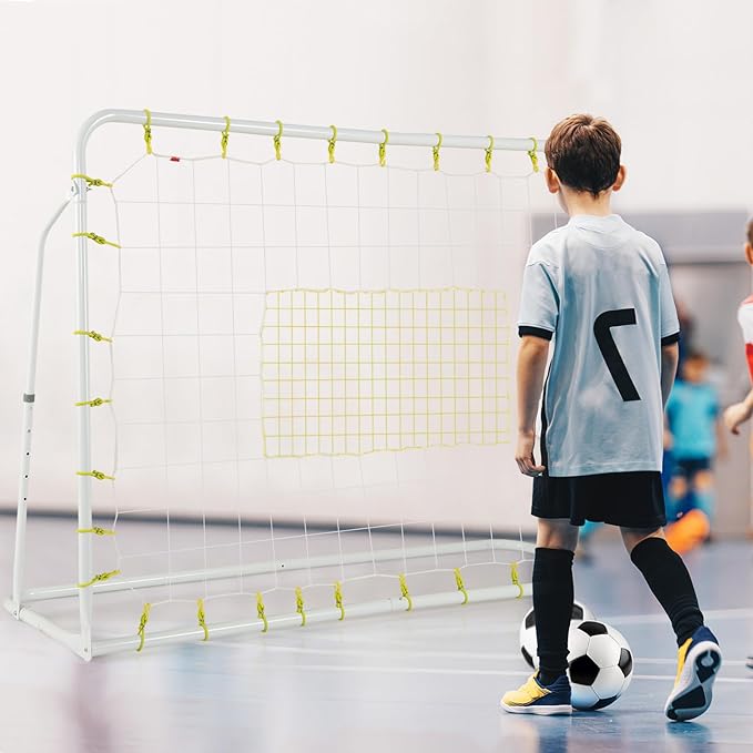 Goplus 6FT x4FT Soccer Net, 2 in 1 Soccer Rebounder Soccer Goal w/Shooting Auxiliary Area, 5 Adjustable Angles, Kids Youth Teens Soccer Practice Training Equipment for Backyard