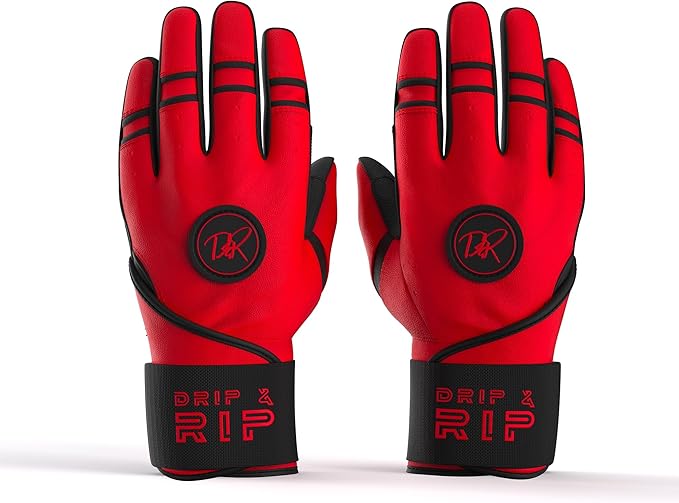 Drip & Rip Baller Series - Youth Batting Gloves + Adult Batting Gloves - for Softball and Baseball - Long Cuff Style for Men and Youth