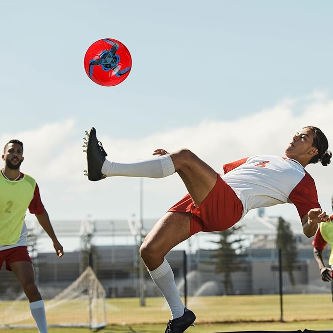 Deekin 6 Pcs Soccer Ball Bulk with Pump Size 5/4/3 Soccer Ball for Indoor Outdoor Sport Practice Competition Sport Training Accessories for Youth Adults