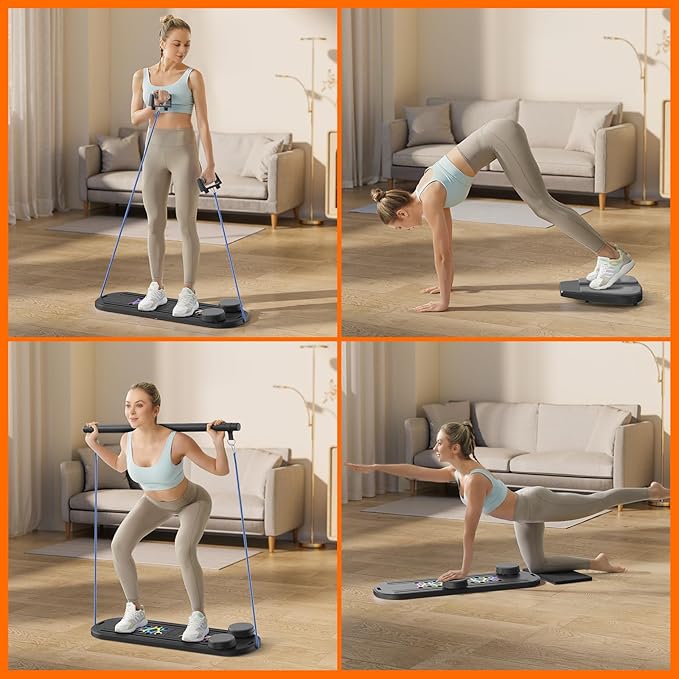Pilates Board,Pilates Reformer Sets, Multifunctional Abdominal Pilates Board for Home Workout Equipment, Portable Foldable Ab Board Trainer Pilates Exercise Machine,Pilates Board for Women