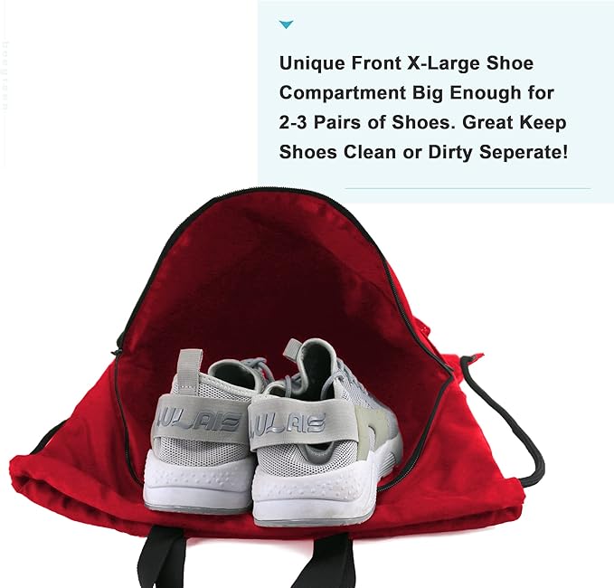 BeeGreen Drawstring Backpack Bag with Shoe Compartment, X-Large Black Gym Sports String Cinch Backpack