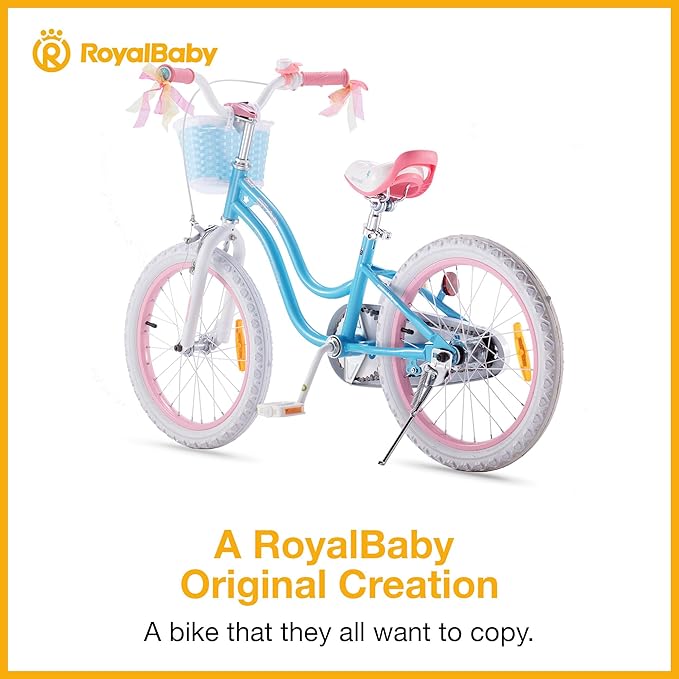 RoyalBaby Girls Bike EZ Bike Stargirl Training Free Balance to Pedal Easy Learning Bicycle, 12-20 Inch for Toddlers & Big Kids.