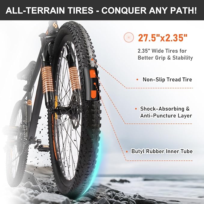 Men’s 27.5 Inch Mountain Bike, Adult Bike with 21-Speed Twist Shifters, Dual Disc Brakes, Front Suspension Hardtail, Easy Assembly