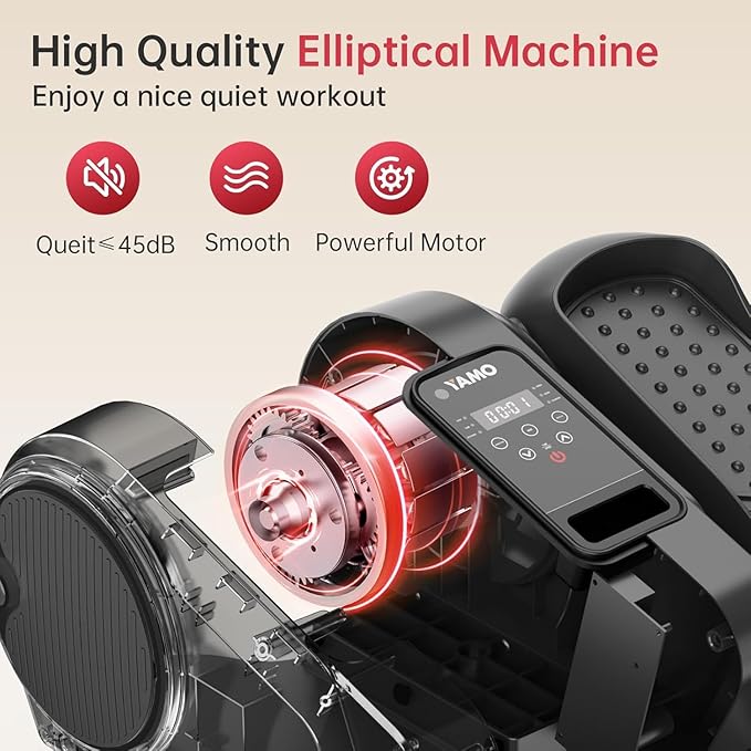 YAMO Under Desk Elliptical Machine Seated Ellipse Leg Exerciser for Seniors Fully Assembled Quiet Portable Elliptical Pedal Exerciser with Remote Control 12 Adjustable Speed Levels
