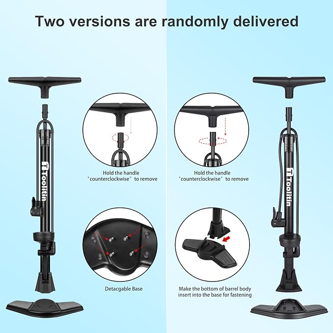 Bike Pump with Gauge,High Pressure,Floor Bicycle Pump Compatible with Presta and Schrader Valve,Bike Tire Pump for Road Bike,MTB,Hybrid,Balls…