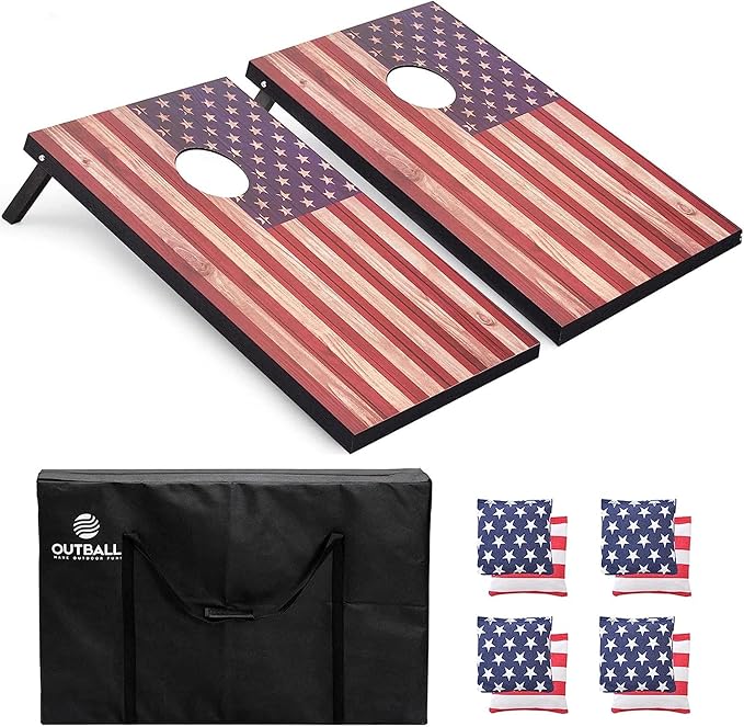 Cornhole Set 4x2 and 3X2 Regulation Size Corn Holes Sets with Carrying Bags & 8 Bean Bags Cornhole Boards Bean Toss Games for Adults Family Outdoor Beach Lawn Outside Backyard Games