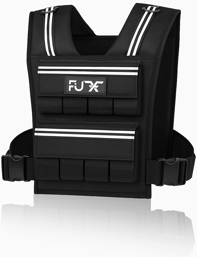 FUFF Adjustable Weighted Vest for Men,20lbs/30lbs/40lbs Vest for Strength Training,Weight Vest with Reflective Strip for Running Walking Exercise Workout
