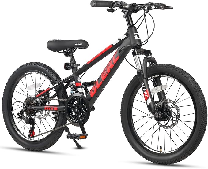 Glerc 20 24 Inch Kids Bike, Kids Mountain Bike for Boys and Girls Ages 6-14, 21-Speed Skyline Bicycle with Front Suspension and Disc Brakes, Multiple Colors