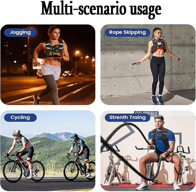 Weighted Vest for Women Men & Neck CoolingTube 2 pcs - Weighted Vest Woman,with Reflective Stripe Adjustable Safety Buckle,Men Womens weighted vest for Walking 6.6LB(3kg)11LB(5kg)17.6LB(8kg)22LB(10kg)