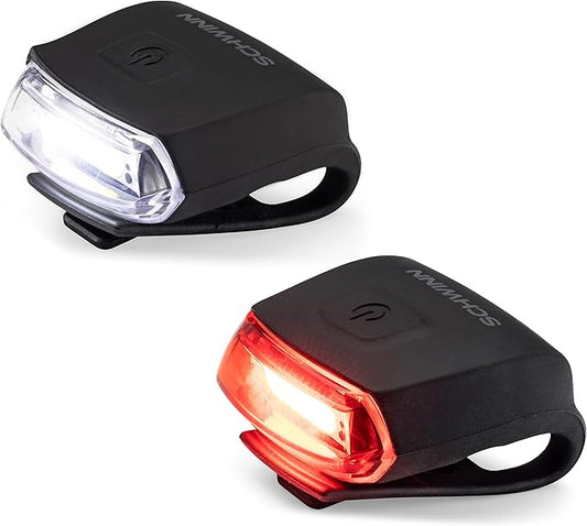 Schwinn Quick Wrap Bike Light Set, LED, 40 or 11 Lumen, Easy to Attach Headlight and Taillight, Tool-Free Install, Battery Operated, for City and Road Riding