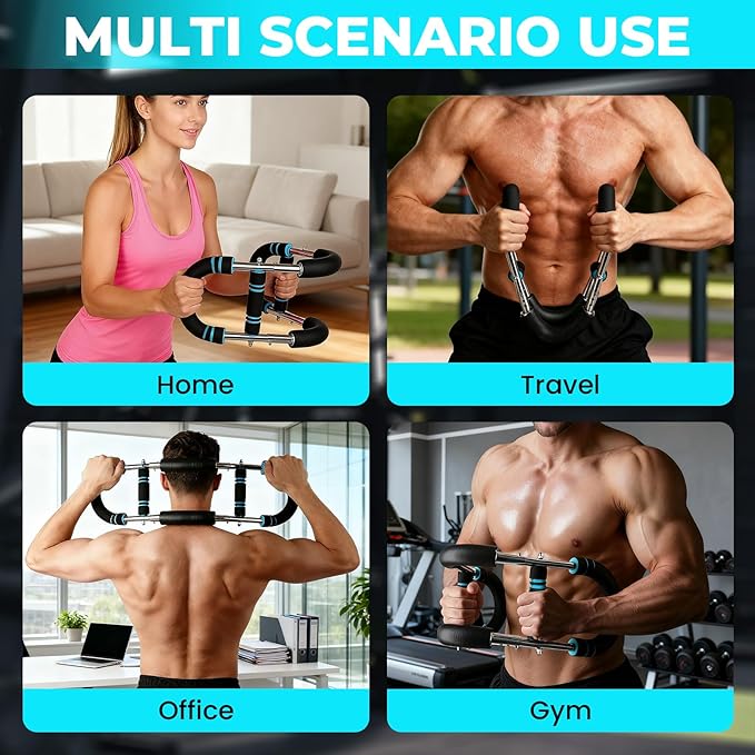 Twister Arm Trainer, Chest Workout Equipment for Men & Women Portable Spring Resistance Chest Exerciser Forearm Strengthener Bar Detachable for Home Fitness Equipment for Enhancing Upper Body Muscle