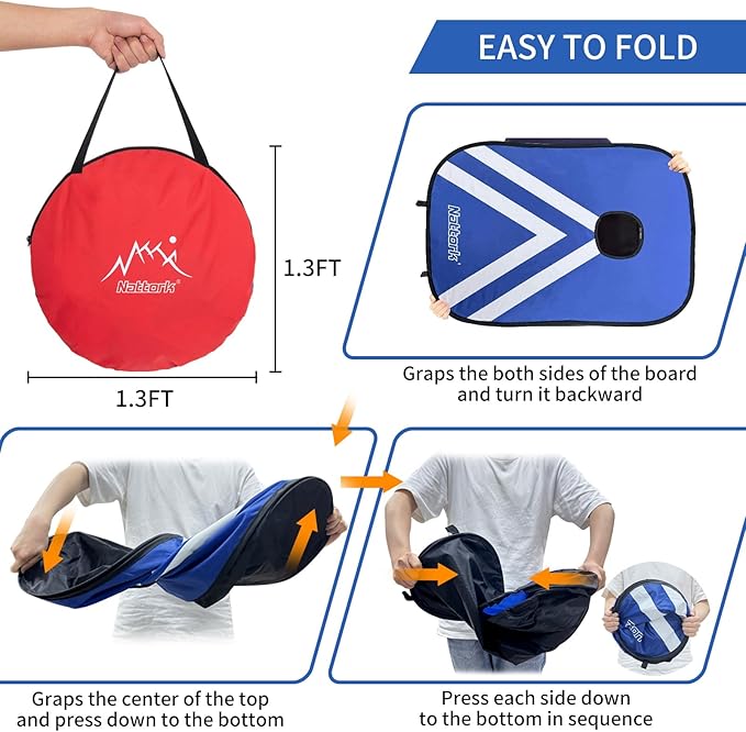 Portable Cornhole Set PVC Framed Corn Holes Outdoor Game Set with 2 Cornhole Boards, 8 Cornhole Bean Bags and Carrying Case, Camping Games Indoor Outdoor for Kids and Adults, Travel Camping Accessory