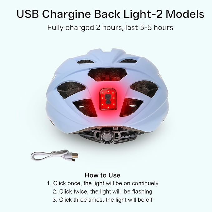 Bike Helmet Adult Urban:Bicycle Helmet for Men Women with USB Charge Detachable Taillight Helmets for Commuter Cycling Scooters