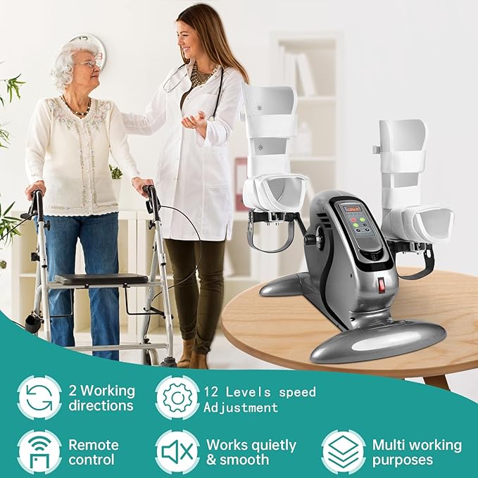 Motorized Pedal Exerciser, Electric Pedal Exerciser for Arm and Leg Low Impact Exercise Rehabilitation, No Resistance, Suitable for Seated Leg Exercise and Arm Exercise for Elderly People