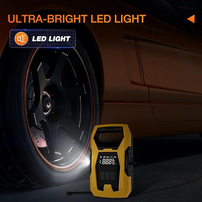 Nilight AC/DC Tire Inflator Portable Air Compressor Dual Power Supply 110V AC 12V DC 150PSI Fast Inflation Heavy Duty with LED Light Pressure Gauge Auto Shutoff Pump for Car Motorcycle Bicycle Ball