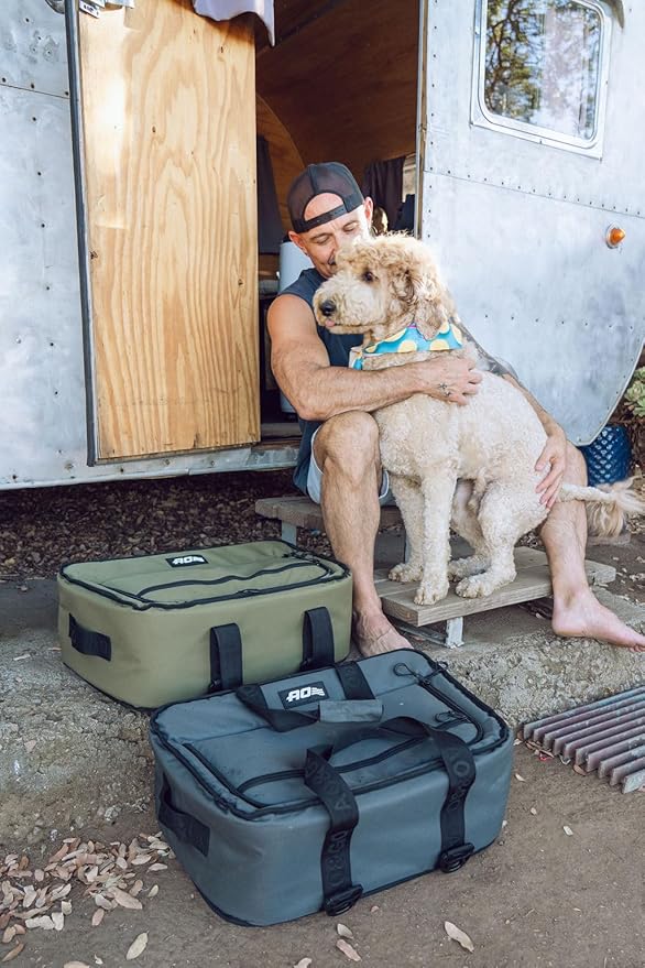 AO Coolers Stow 'n Go Canvas Soft-Sided Cooler, Low Profile and Leak Proof, Insulated for 24-Hour Cold, Ocean Blue, 38-Can