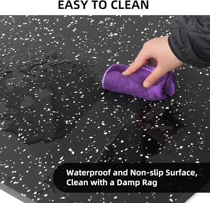0.79in Extra-Thick 72 Sq Ft Exercise Equipment Mats, 18 Tiles Rubber Top EVA Foam Workout Mats, Interlocking Gym Flooring for Home Gym, 24 x 24in, Black & White
