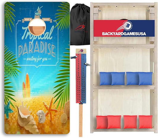 CornholeGamesUSA Pro Cornhole Boards Set | Made in USA | 3/4 Baltic Birch | No Bounce | Triple Thick Legs | Two Brace & Handles, Tournament 2x4 Regulation Set with Score Tower & Cornhole Bags
