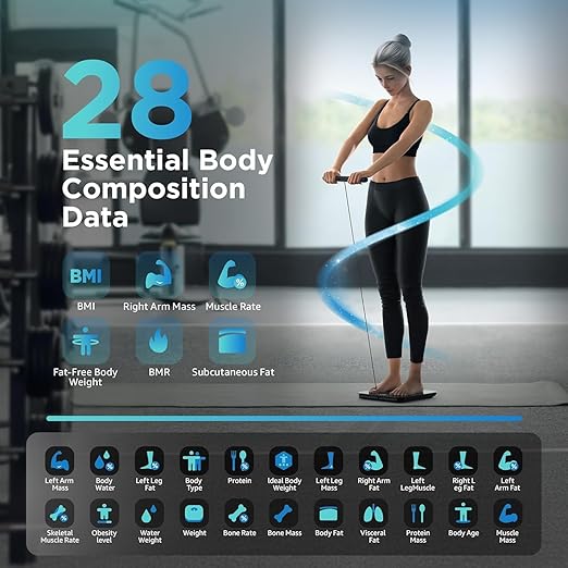 Posture Scale for Body Weight and Fat Percentage, 8 Electrodes Larger Platform Digital Scale for BMI 28 Body Composition Measurement, Bathroom Smart Scales with LED Display FSA or HSA Eligible