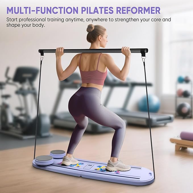 Pilates Board, Pilates Portable Reformer Machine 2025 for Home Workout, 7 in 1 Multifunctional Abdominal Board, Foldable Abs Trainer Machine, Pilates Core Workout Equipment for Women