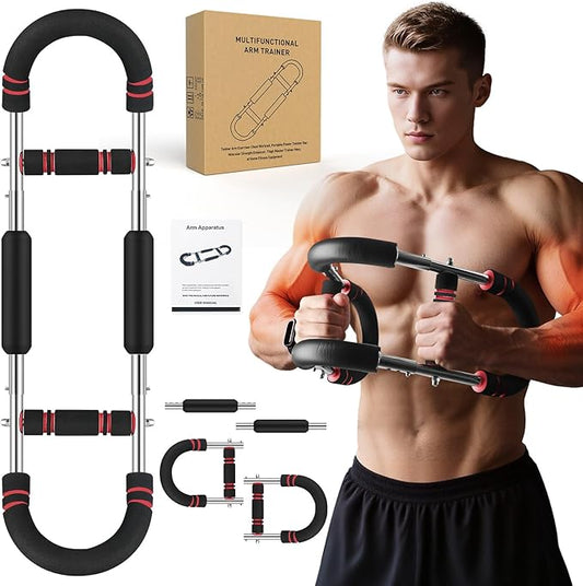 Twister Arm Trainer, Chest Workout Equipment for Men & Women Portable Spring Resistance Chest Exerciser Forearm Strengthener Bar Detachable for Home Fitness Equipment for Enhancing Upper Body Muscle