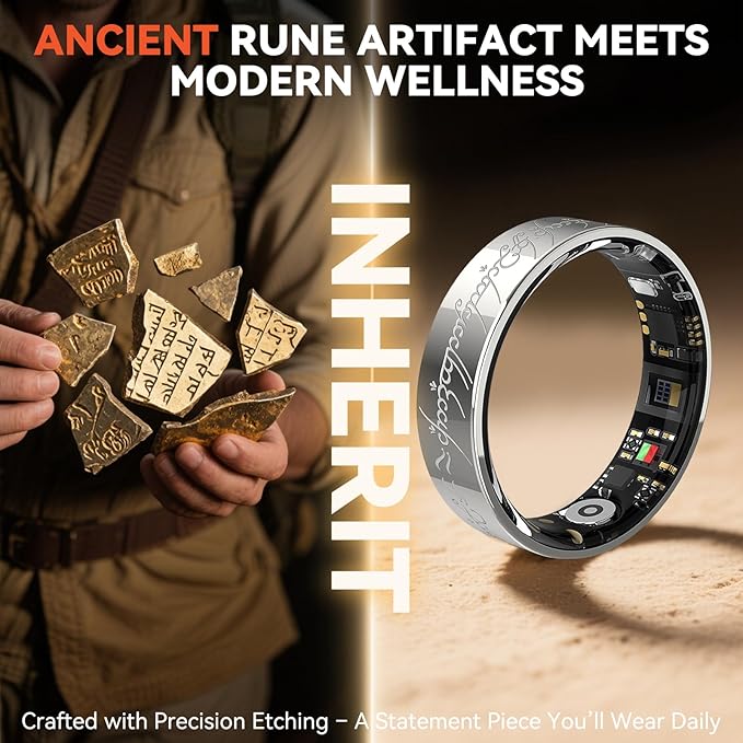 Ultra Smart Ring for Women Men,Health Fitness Tracker with Sleep/Blood Pressure/Oxygen Monitoring, Heart Rate & Activity Tracking,IP68 Waterproof, 5+Day Battery,No Subscription Fee 1-Silver 12