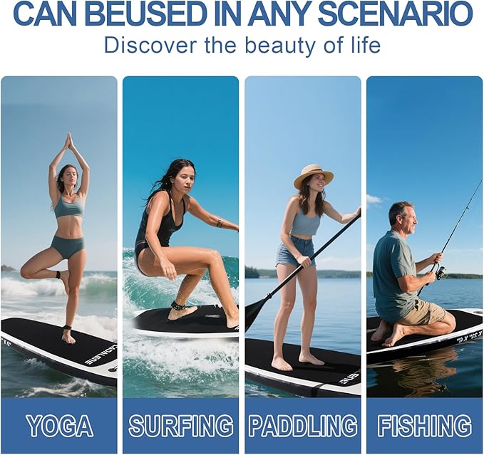 Inflatable Stand Up Paddle Board with Premium SUP Accessories,10' Non-Slip Deck Blow Up Paddle Board with Paddle, Pump, Backpack,Leash – All Around Stable for All Skill Levels