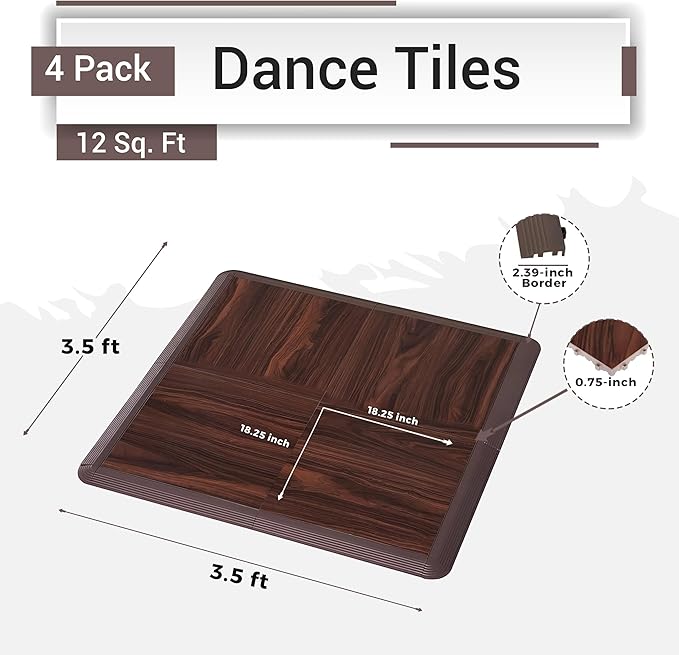 Dance Floor Tiles, Interlocking Dance Floor Tiles for Ballet, Tap, Jazz, and Irish Dance | Portable Dance Floor Tiles for Indoor Dance Flooring