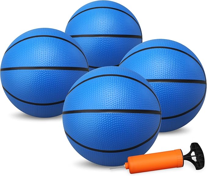 Dilabnba 8" Mini Rubber Replacement Basketballs for Basketball Hoop/Pool, Toddler Soft Beach Bouncy Ball Sports Party Game for Kids Adults, Junior Balls Indoor & Outdoor Arcades & Games (4PCS)
