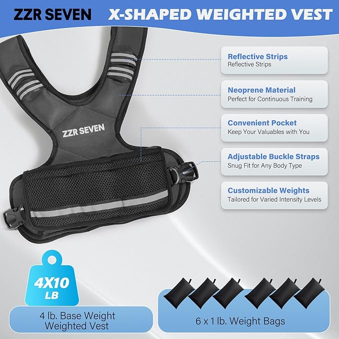Weighted Vest for Women and Men, 4-10lbs/11-20lbs Adjustable Weighted Vest with 6 Iron Sand Weights, Running Vest for Strength Training, Workout, Running, Fitness, Weight Loss