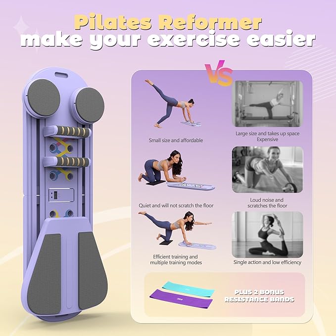 Pilates Reformer Board, Multifunctional Abdominal Pushup Board,Portable and Foldable Pilates Board Unisex Pilates Core Workout Equipment for Home Office Use