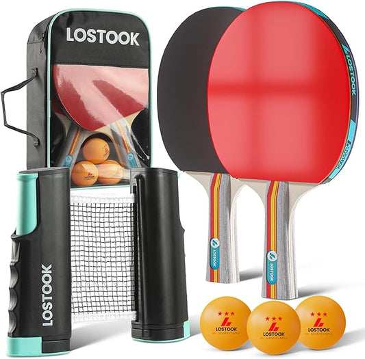 Professional Ping Pong Paddles Set of 2/4 with Table Tennis Rackets and 3 Star Balls, Portable Ping Pong Table Net with Clamps for Any Table, Home/Outdoor Games