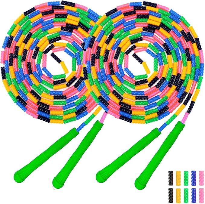 Dutch Jump Rope 16 FT 1 Pack/2 Pack, Long Soft Beaded Jump Rope, Adjustable Segmented Skipping Rope for Kids Adults, Multiplayer Jumping Rope for Fitness Outdoor