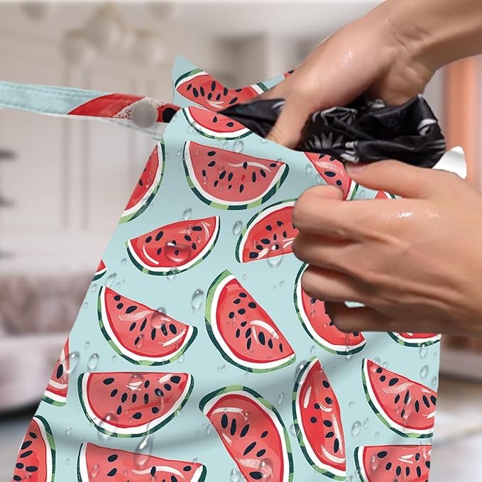 4 Pack Cute Fruit Wet Bag Waterproof Washable Reusable Wet Dry Bag for Swimsuit Clothes Cloth Diaper Travel Beach Pool Yoga Gym Toiletries Travel Beach Essentials Lemon Strawberry Watermelon