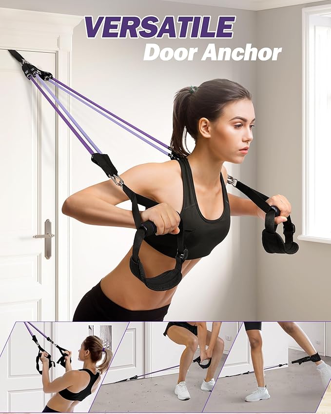 Upgraded Pilates Bar Kit with Resistance Bands Natural Latex for Women & Men, Heavy-Duty Stainless Steel Multifunctional Yoga Pilates Stick for Home Gym Exercise Fitness Equipment Full-Body Workouts