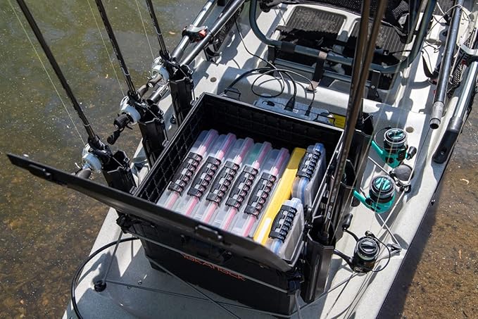 YakAttack BlackPak Pro 16" x 16" Kayak Fishing Crate with 6 Rod Holders - Black | Tackle Storage Box & Fishing Gear Organizer | Lightweight, Durable & Customizable Kayak Fishing Accessory