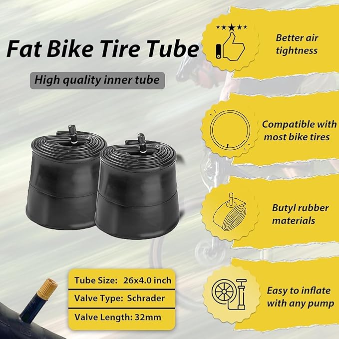 MOHEGIA E-bike Fat Tires Replacement Set: 2 Pack 26x4.0 inch Electric Bicycle Tires, Pair Inner Tubes with Tire Levers, High-Performance with Street or Urban Road Riding