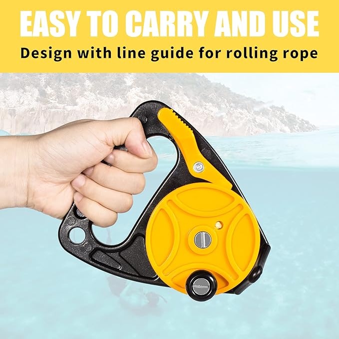 Compact 150ft Scuba Dive Reel Kayak Anchor with Thumb Stopper for Safety Underwater Diving Snorkeling