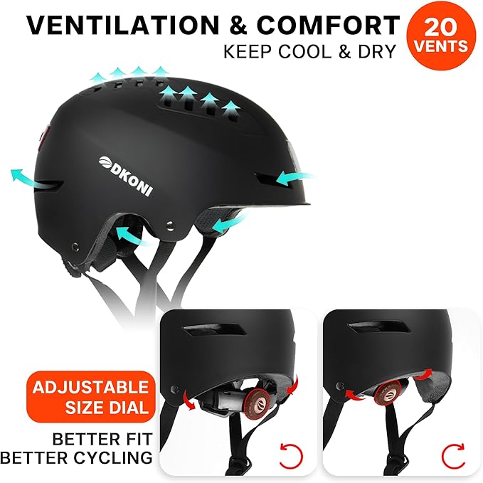 Bike Helmet with LED Lights Bicycle Helmets Commuter Cycling Helmet USB Rechargeable Front & Back LED Light Helmet for Adult Men Women
