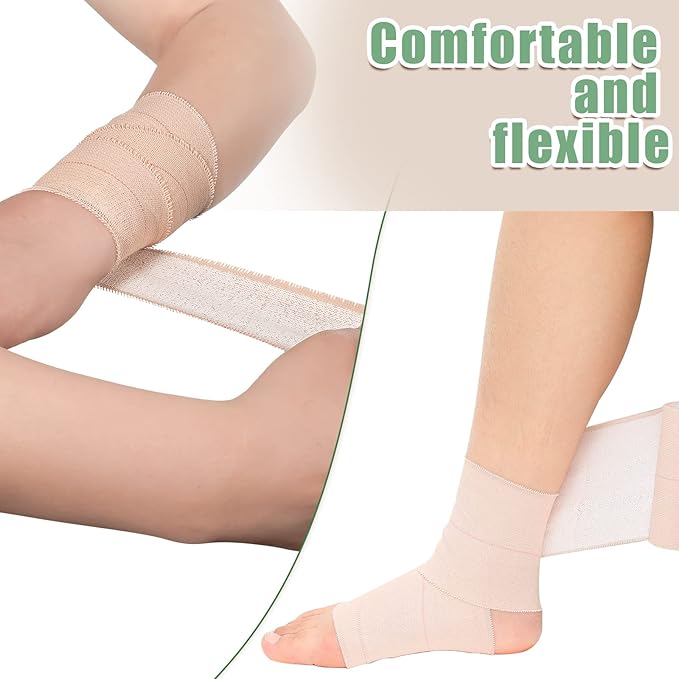 Tondiamo 8 Rolls Elastic Adhesive Bandage Tape Medical Bandage Wrap Athletic Sports Tape Flexible Stretch Skin Bandages Strips for Ankle, Knee, Wrist Sprains Animal Pets(2 Inch X 5 Yard)