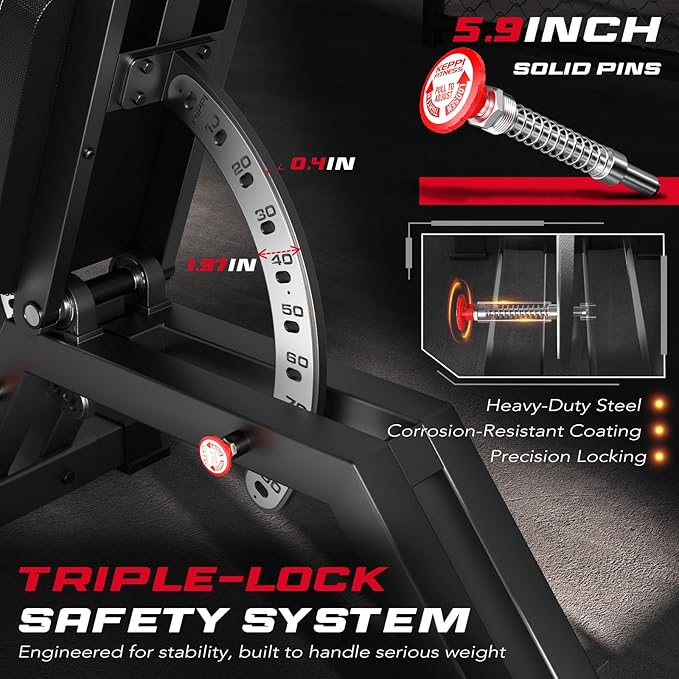 KeppiFitness Weight Bench, Workout Bench for Home Gym with 1600LBS Capacity, Gym Bench for Bench Press Strength Training, Adjustable Incline Flat Decline Sit Up Bench Exercise at Home - Bench4000 Ultra