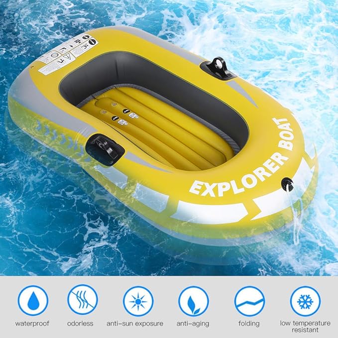 1 Person PVC Inflatable Kayak Boat 55kg Capacity Portable Fishing Canoe for Drifting and Diving
