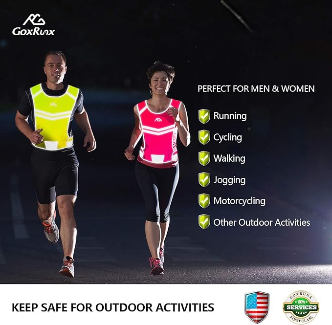 GoxRunx Reflective Running Vest Gear Cycling Motorcycle Reflective Vest,High Visibility Night Running Safety Vest