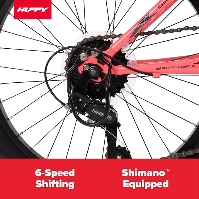 Huffy Stone Mountain Hardtail Mountain Bike for Boys/Girls/Men/Women, 20"/24"/26" Sizes, 6 or 21 Speed Shimano Twist Shifting, Front or Dual Suspension, Comfort Saddle, Sleek Colors