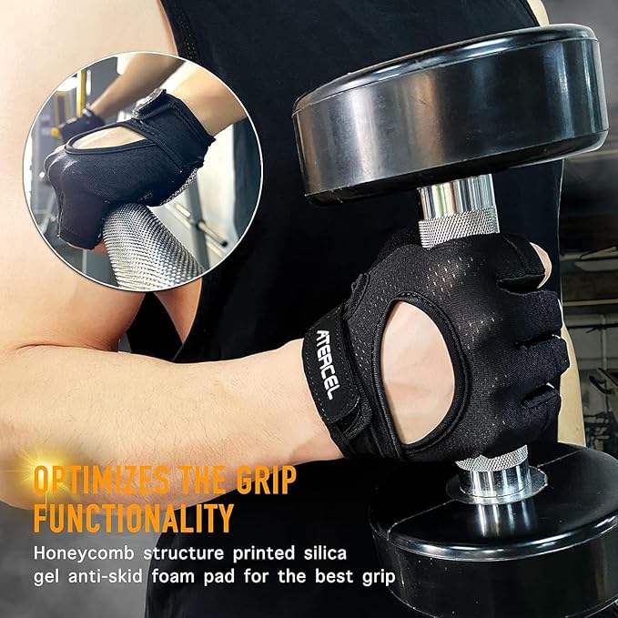 ATERCEL Weight Lifting Gloves Full Palm Protection, Workout Gloves for Gym, Cycling, Exercise, Breathable, Super Lightweight for Mens and Women