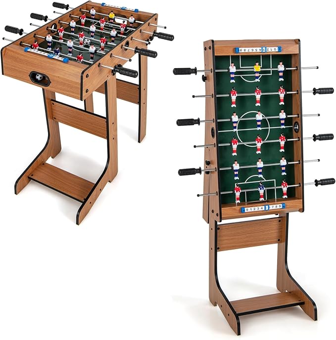 Giantex 27in Folding Foosball Table with 2 Mini Footballs, Score Keepers - ASTM Certified for Indoor Recreation, Great for Family Game Nights and Parties