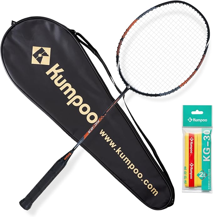Badminton Racket Carbon Fiber, Badminton Racquet Set with Cover, Badminton Professional Racket Durable for Beginners Outdoor Games Gym