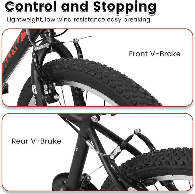 Mountain Bike 24 26 Inch, 21 Speeds Aluminum Frame/High-Carbon Steel Frame, Front Suspension Boys Girls Sport Bike, Adult Teens Bicycle for City Commuters, Summer Ride and Short Trip Camping